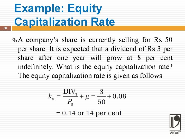 30 Example: Equity Capitalization Rate 