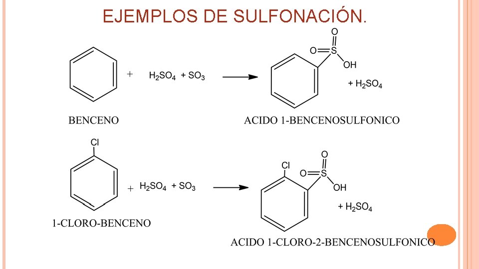 EJEMPLOS DE SULFONACIÓN. 