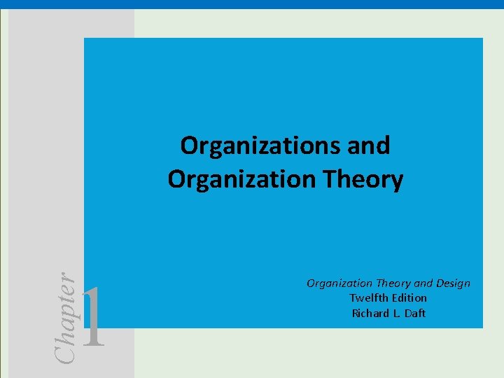 Organizations and Organization Theory Chapter 1 Organization Theory and Design Twelfth Edition Richard L.