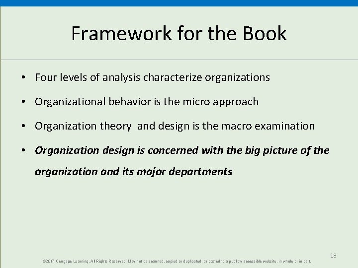 Framework for the Book • Four levels of analysis characterize organizations • Organizational behavior