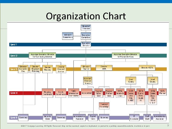 Organization Chart © 2017 Cengage Learning. All Rights Reserved. May not be scanned, copied