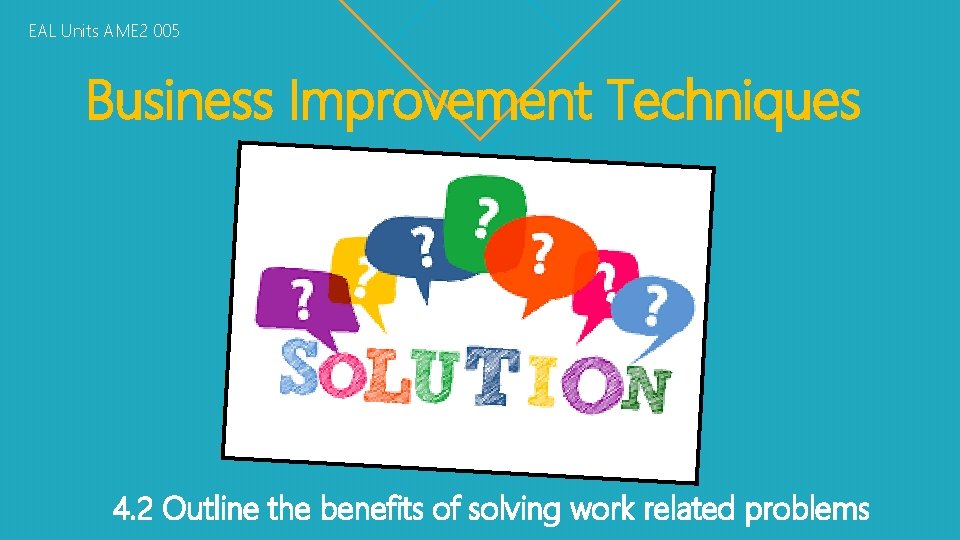 EAL Units AME 2 005 Business Improvement Techniques 4. 2 Outline the benefits of