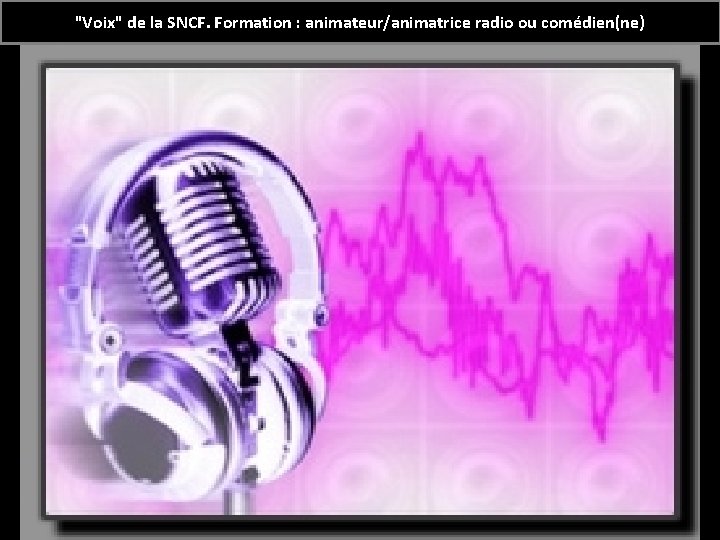 "Voix" de la SNCF. Formation : animateur/animatrice radio ou comédien(ne) 