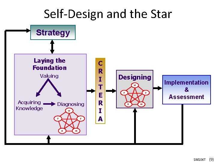 Self-Design and the Star Strategy Laying the Foundation Valuing Acquiring Knowledge Diagnosing W P