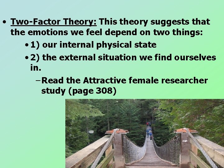 • Two-Factor Theory: This theory suggests that the emotions we feel depend on • Two-Factor Theory: This theory suggests that the emotions we feel depend on