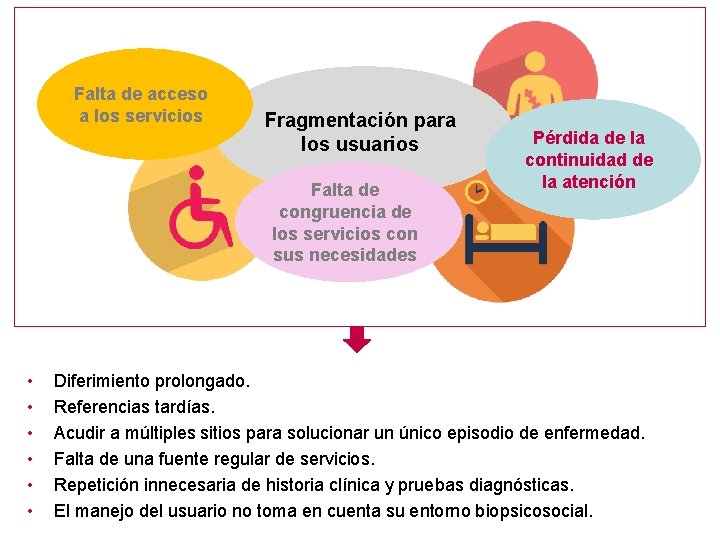 Falta de acceso a los servicios Fragmentación para los usuarios Falta de congruencia de