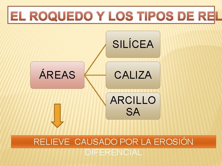 EL ROQUEDO Y LOS TIPOS DE REL SILÍCEA ÁREAS CALIZA ARCILLO SA RELIEVE CAUSADO