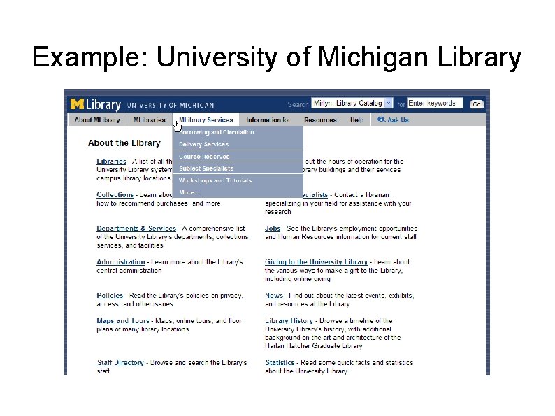 Example: University of Michigan Library 