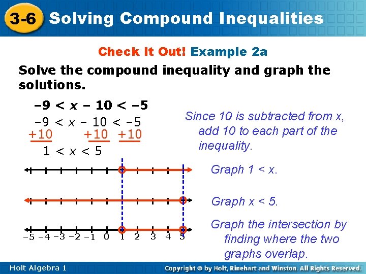 3 -6 Solving Compound Inequalities Check It Out! Example 2 a Solve the compound