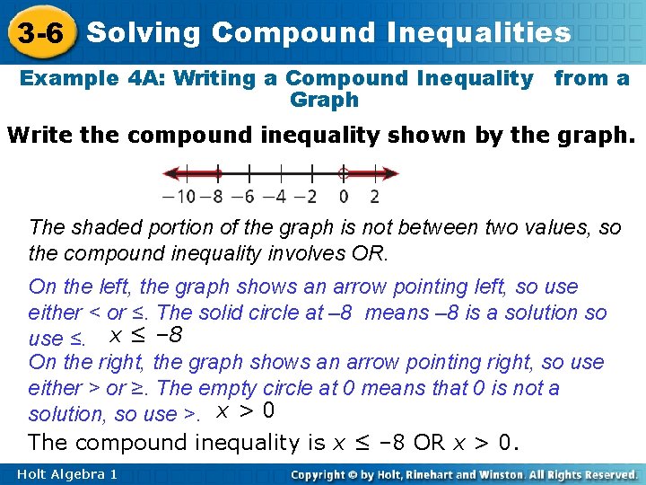 3 -6 Solving Compound Inequalities Example 4 A: Writing a Compound Inequality from a