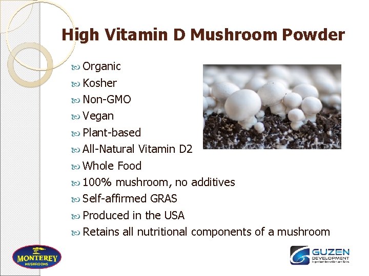 High Vitamin D Mushroom Powder Organic Kosher Non-GMO Vegan Plant-based All-Natural Vitamin D 2
