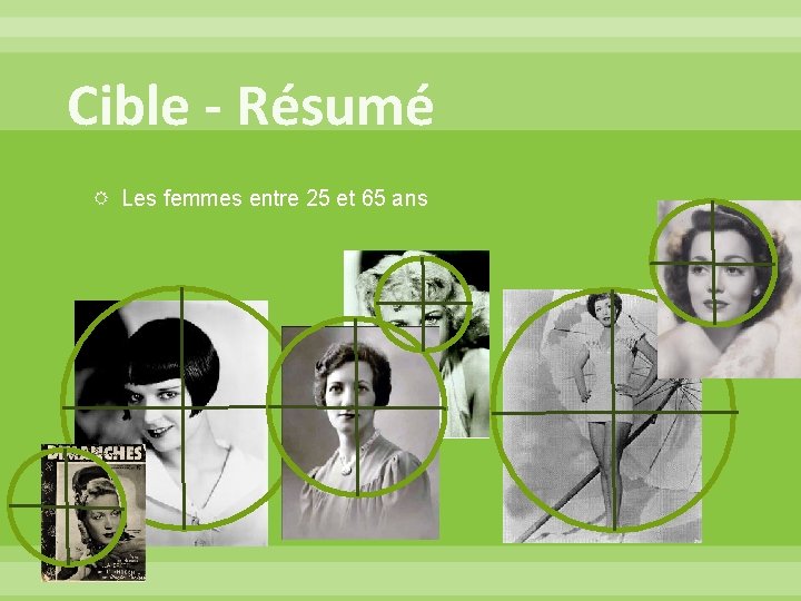 Cible - Résumé Les femmes entre 25 et 65 ans 