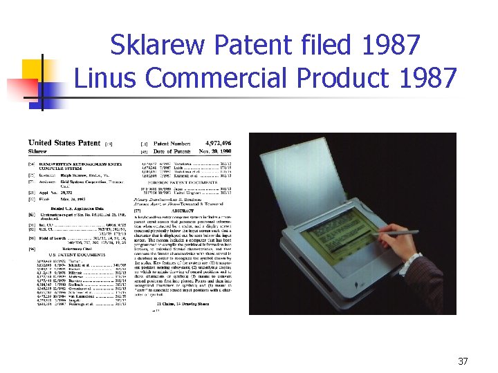 Sklarew Patent filed 1987 Linus Commercial Product 1987 37 