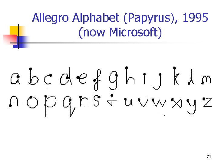 Allegro Alphabet (Papyrus), 1995 (now Microsoft) 71 