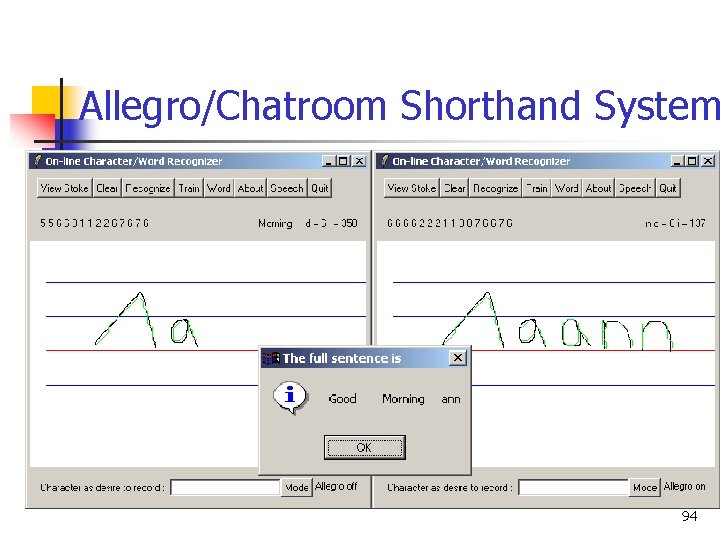 Allegro/Chatroom Shorthand System 94 