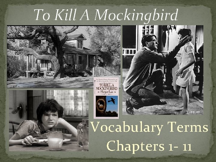 To Kill A Mockingbird Vocabulary Terms Chapters 1 - 11 