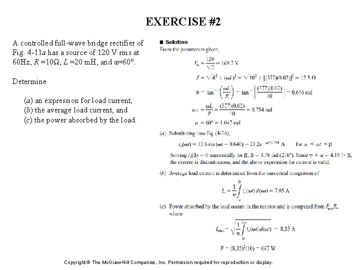 EXERCISE #2 A controlled full-wave bridge rectifier of Fig. 4 -11 a has a