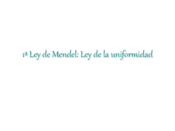 1ª Ley de Mendel: Ley de la uniformidad 1ª Ley de Mendel: Ley de la uniformidad