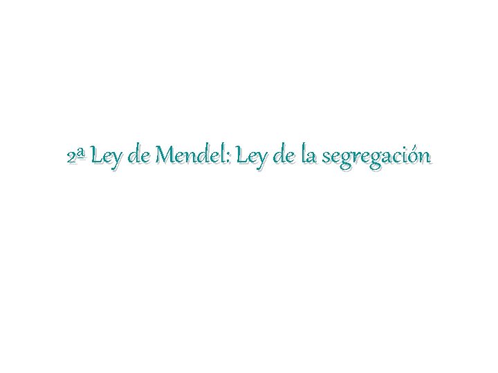 2ª Ley de Mendel: Ley de la segregación 2ª Ley de Mendel: Ley de la segregación