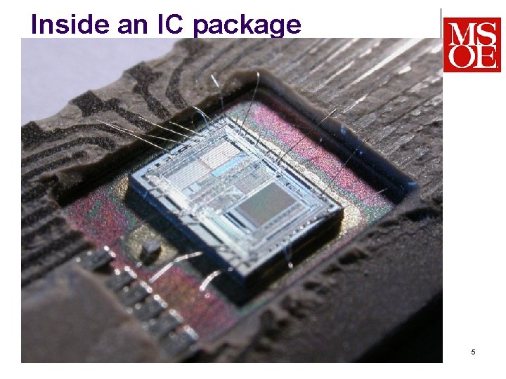 Inside an IC package CS-280 Dr. Mark L. Hornick 5 Inside an IC package CS-280 Dr. Mark L. Hornick 5