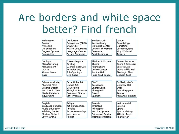 Are borders and white space better? Find french 