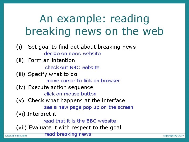 An example: reading breaking news on the web (i) Set goal to find out
