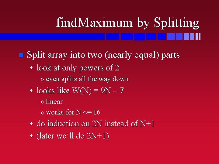 find. Maximum by Splitting n Split array into two (nearly equal) parts s look