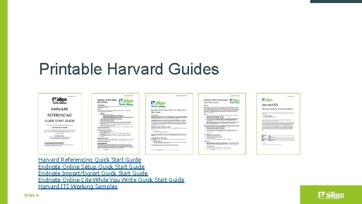 Printable Harvard Guides Harvard Referencing Quick Start Guide Endnote Online Setup Quick Start Guide