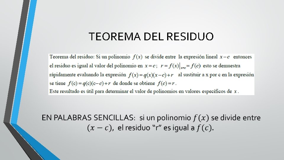 TEOREMA DEL RESIDUO 