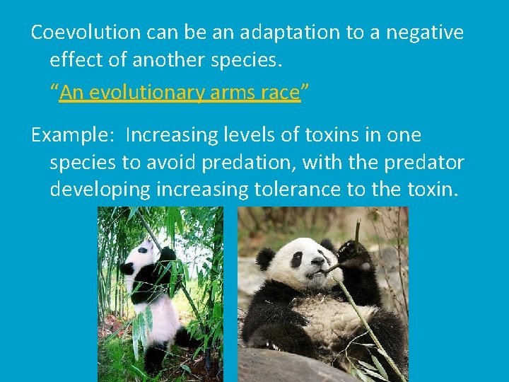 Coevolution can be an adaptation to a negative effect of another species. “An evolutionary