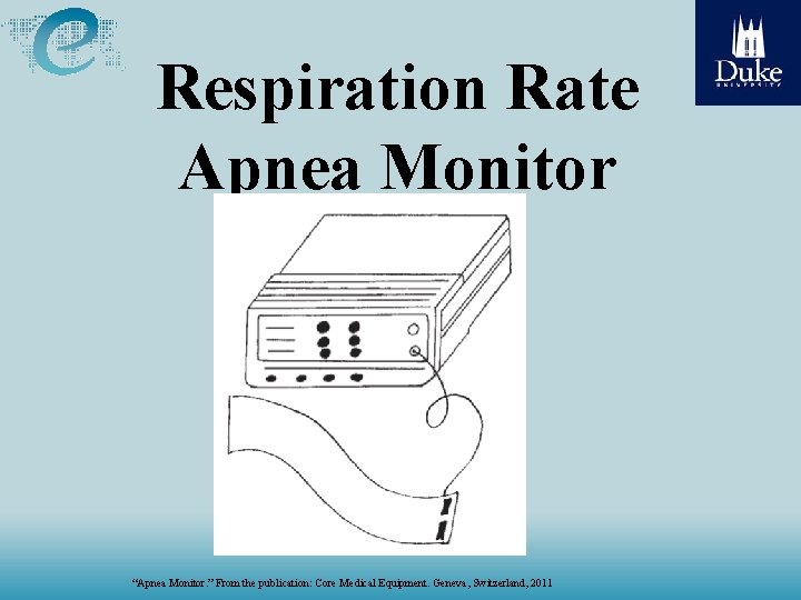 Respiration Rate Apnea Monitor “Apnea Monitor. ” From the publication: Core Medical Equipment. Geneva,