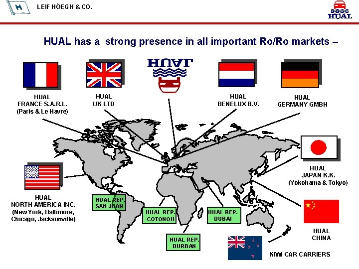 LEIF HÖEGH & CO. HUAL has a strong presence in all important Ro/Ro markets