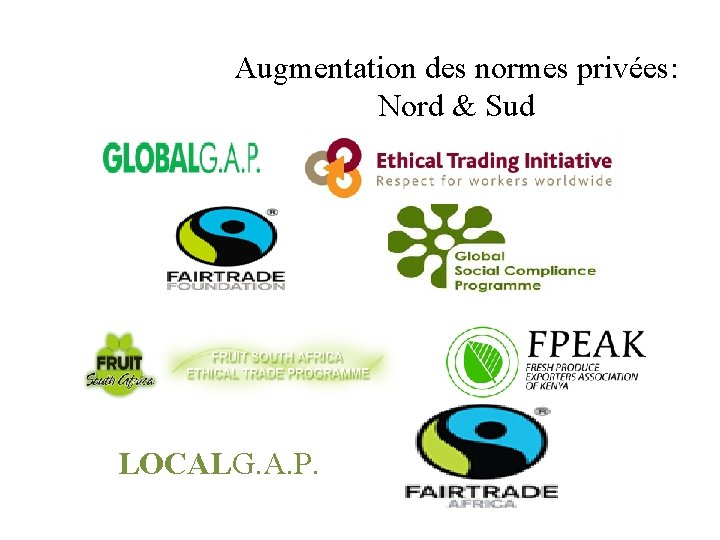 Augmentation des normes privées: Nord & Sud LOCALG. A. P. 