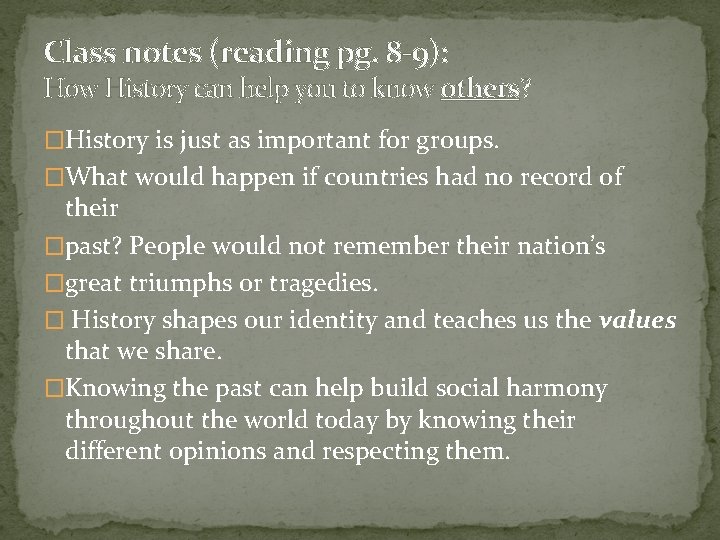 Chapter one Uncovering the past Section 1 The
