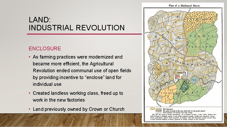 LAND: INDUSTRIAL REVOLUTION ENCLOSURE • As farming practices were modernized and became more efficient, LAND: INDUSTRIAL REVOLUTION ENCLOSURE • As farming practices were modernized and became more efficient,