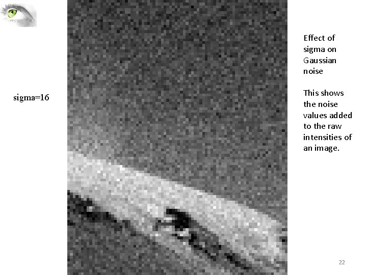 Effect of sigma on Gaussian noise sigma=16 This shows the noise values added to Effect of sigma on Gaussian noise sigma=16 This shows the noise values added to