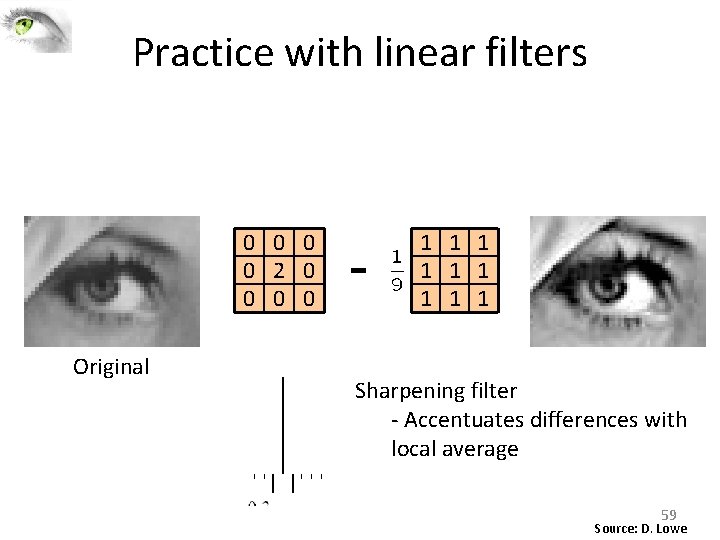 Practice with linear filters 0 0 2 0 0 Original - 1 1 1 Practice with linear filters 0 0 2 0 0 Original - 1 1 1