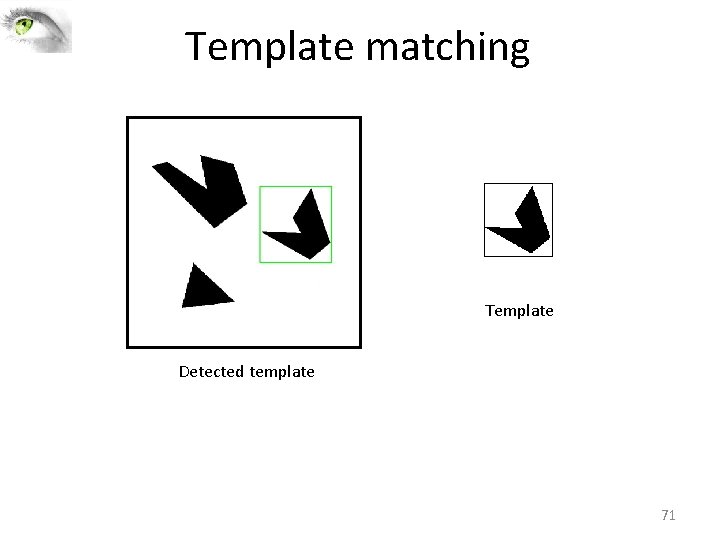 Template matching Template Detected template 71 Template matching Template Detected template 71