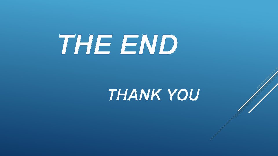 THE END THANK YOU THE END THANK YOU