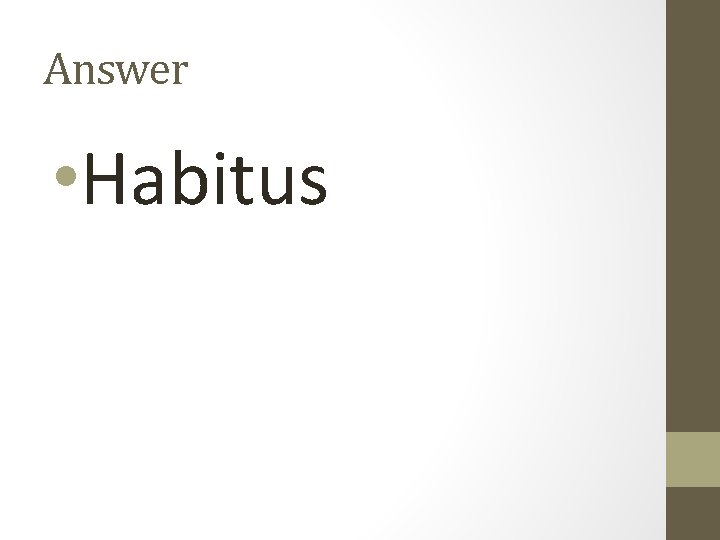 Answer • Habitus 