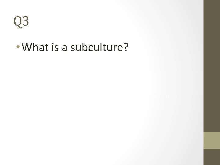 Q 3 • What is a subculture? 