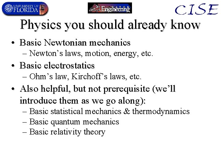 Review of Basic Physics Background Basic physical quantities