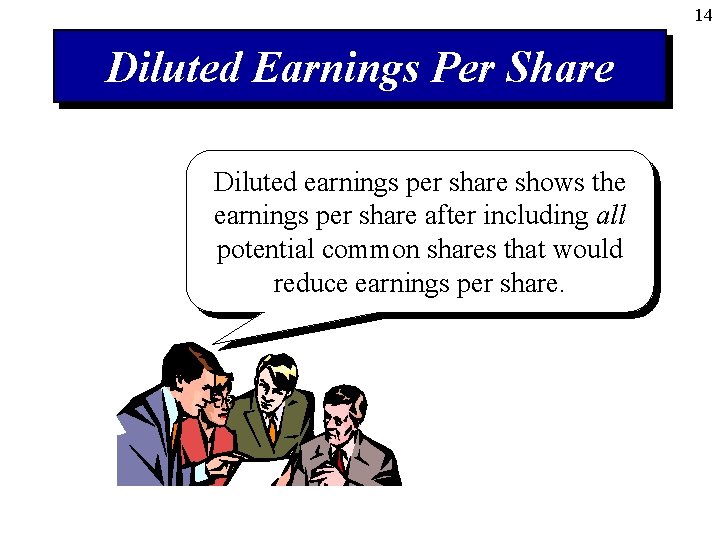 14 Diluted Earnings Per Share Diluted earnings per share shows the earnings per share