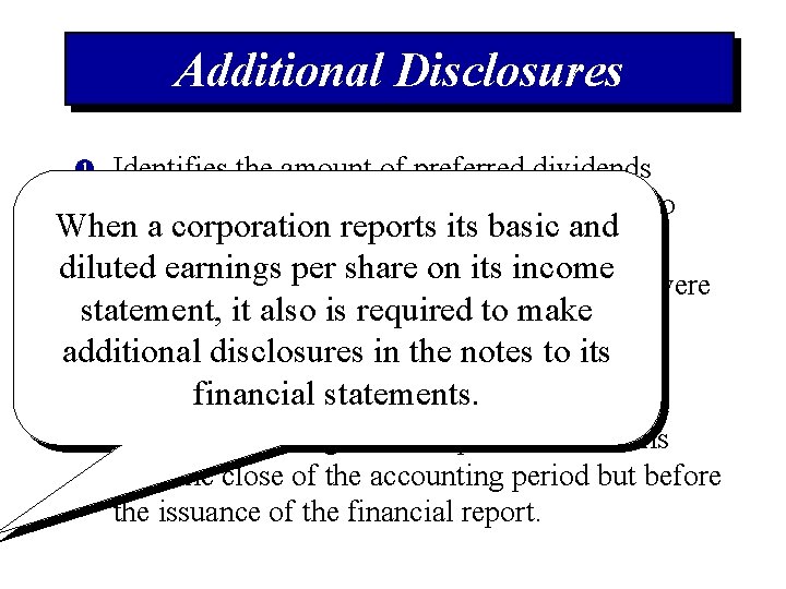 Additional Disclosures Identifies the amount of preferred dividends deducted to determine the income available