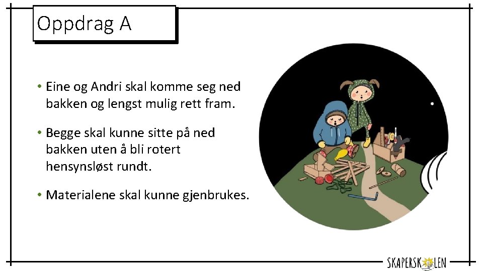 Oppdrag A • Eine og Andri skal komme seg ned bakken og lengst mulig