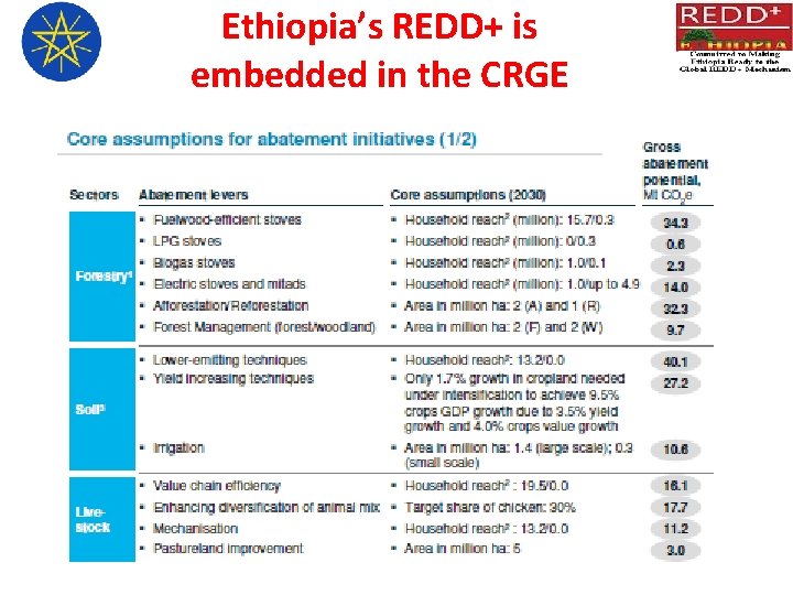 Ethiopia’s REDD+ is embedded in the CRGE 