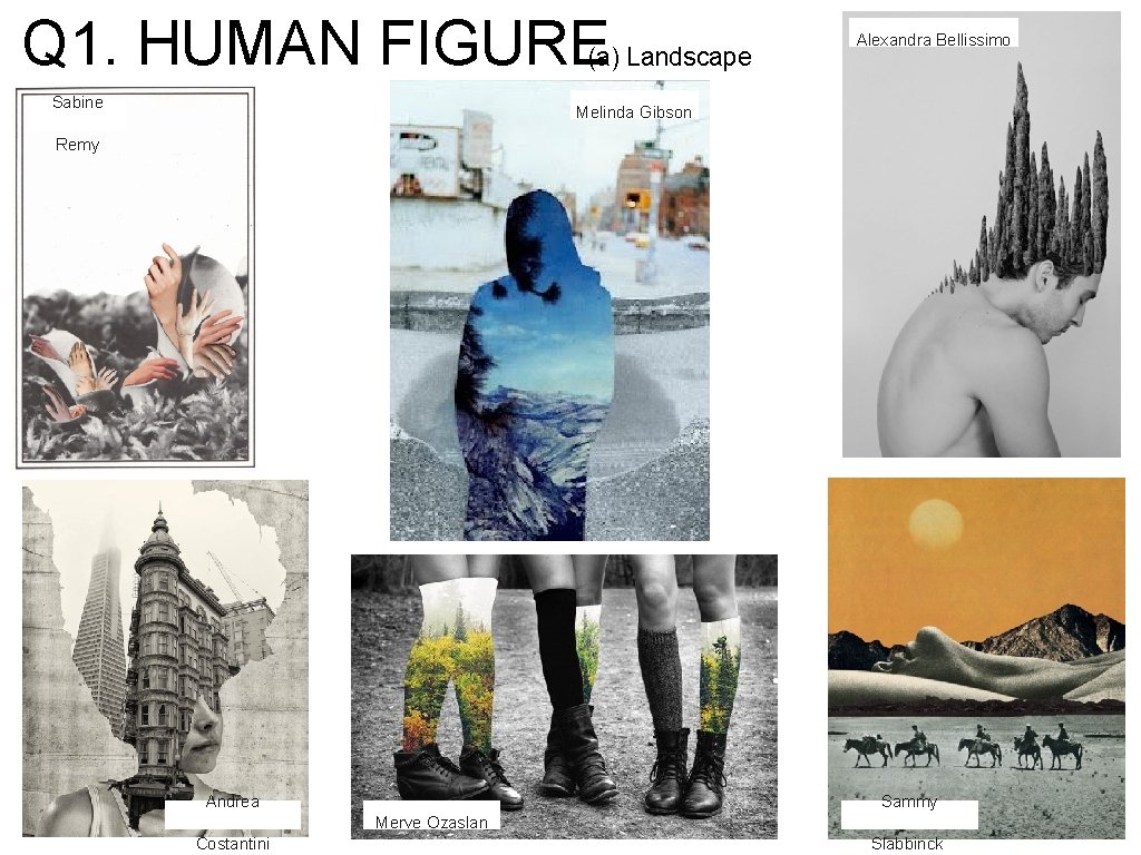 Q 1. HUMAN FIGURE(a) Landscape Sabine Alexandra Bellissimo Melinda Gibson Remy Andrea Sammy Merve Q 1. HUMAN FIGURE(a) Landscape Sabine Alexandra Bellissimo Melinda Gibson Remy Andrea Sammy Merve