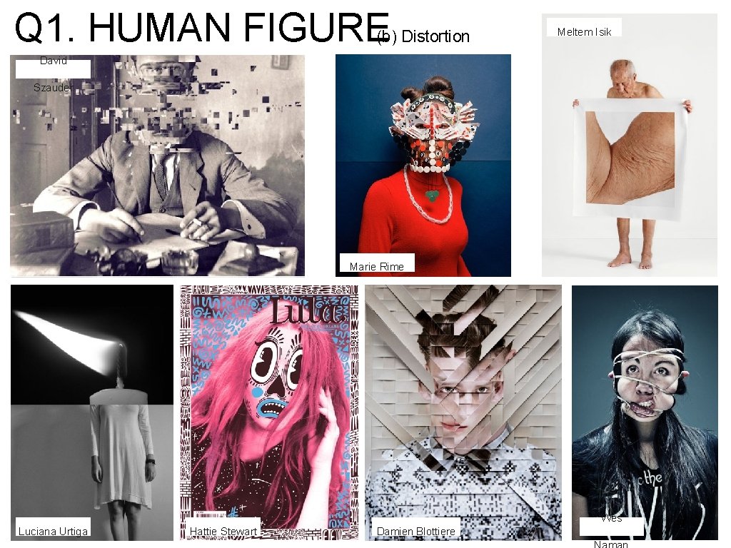 Q 1. HUMAN FIGURE(b) Distortion Meltem Isik David Szauder Marie Rime Wes Luciana Urtiga Q 1. HUMAN FIGURE(b) Distortion Meltem Isik David Szauder Marie Rime Wes Luciana Urtiga