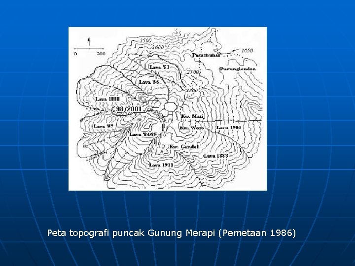 Peta topografi puncak Gunung Merapi (Pemetaan 1986) 