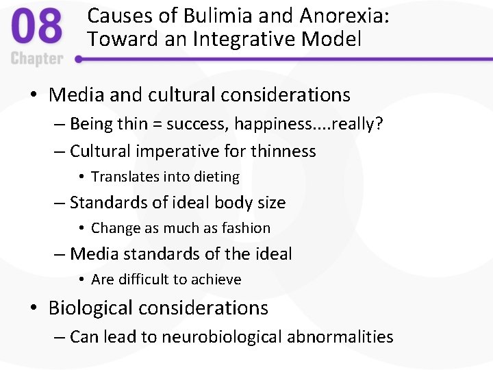 Causes of Bulimia and Anorexia: Toward an Integrative Model • Media and cultural considerations